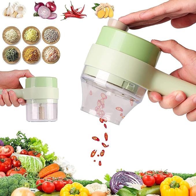 4-in-1 Electric Vegetable Cutter, Slicer, Grater, Chopper